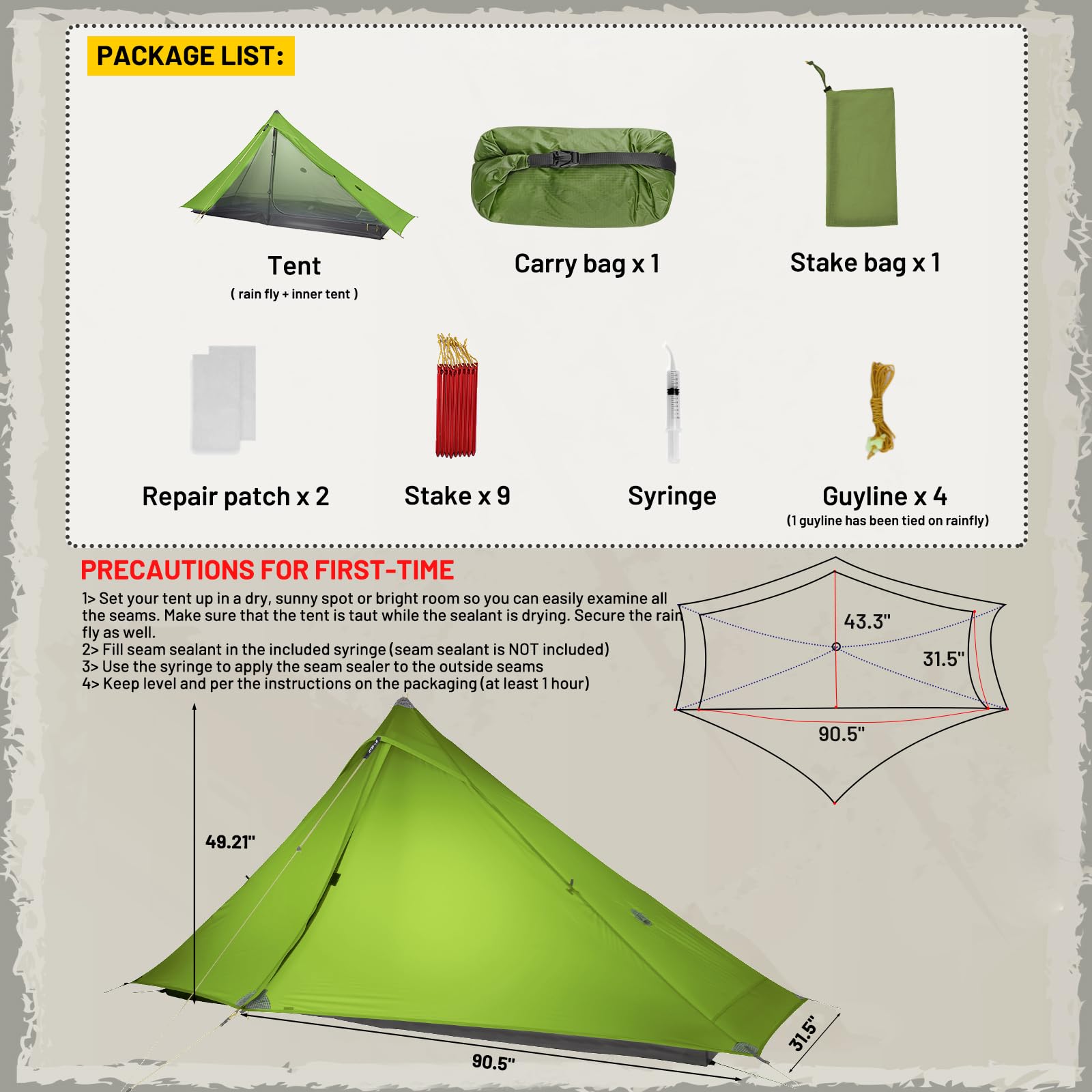 Foto 7 pulgar | Carpa De Senderismo Lanshan 1 Pro Ultraligera Para 1 Persona, Impermeable, Verde - Venta Internacional.