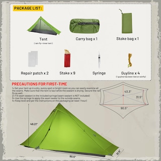 Foto 6 | Carpa De Senderismo Lanshan 1 Pro Ultraligera Para 1 Persona, Impermeable, Verde - Venta Internacional.