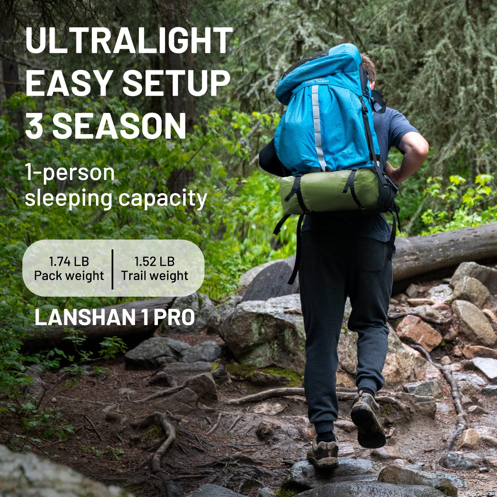 Foto 8 pulgar | Carpa De Senderismo Lanshan 1 Pro Ultraligera Para 1 Persona, Impermeable, Verde - Venta Internacional.