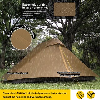 Foto 5 | Tienda De Campaña De Senderismo Mier Lanshan 2 Pro Para 2 Personas, Color Caqui Ultraligero - Venta Internacional.