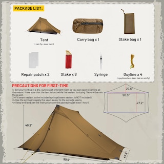 Foto 6 | Tienda De Campaña De Senderismo Mier Lanshan 2 Pro Para 2 Personas, Color Caqui Ultraligero - Venta Internacional.