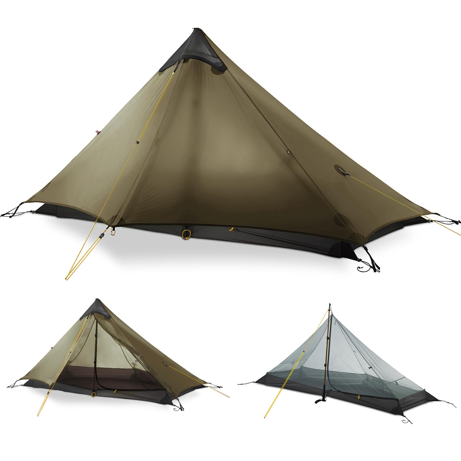 Tienda De Campaña Lanshan, Ultraligera, Impermeable Para 3 Estaciones, Para 1 Persona, Color Caqui - Venta Internacion