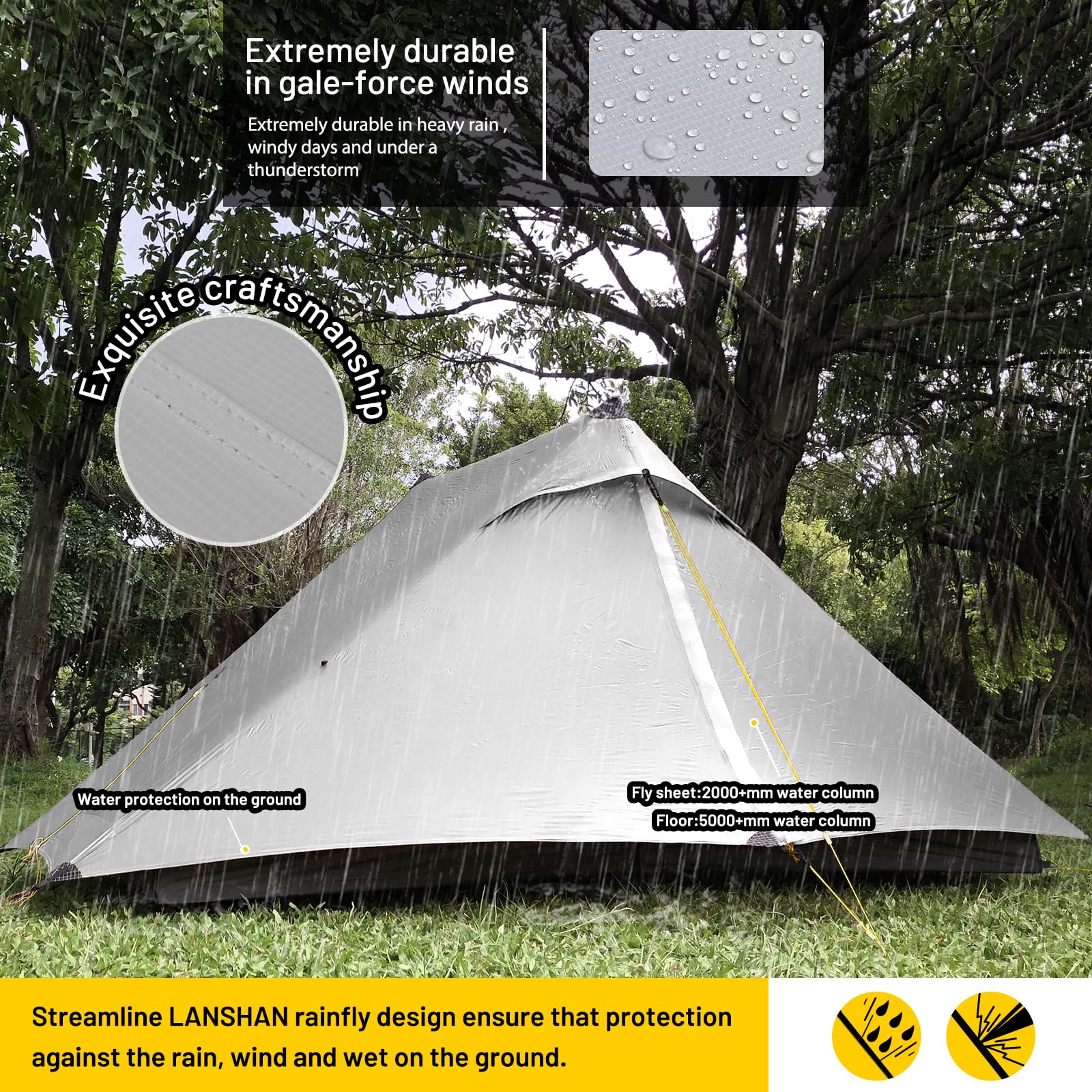 Foto 6 pulgar | Tienda De Campaña De Senderismo Lanshan 2 Pro Ultraligera Para 2 Personas, Gris - Venta Internacional.