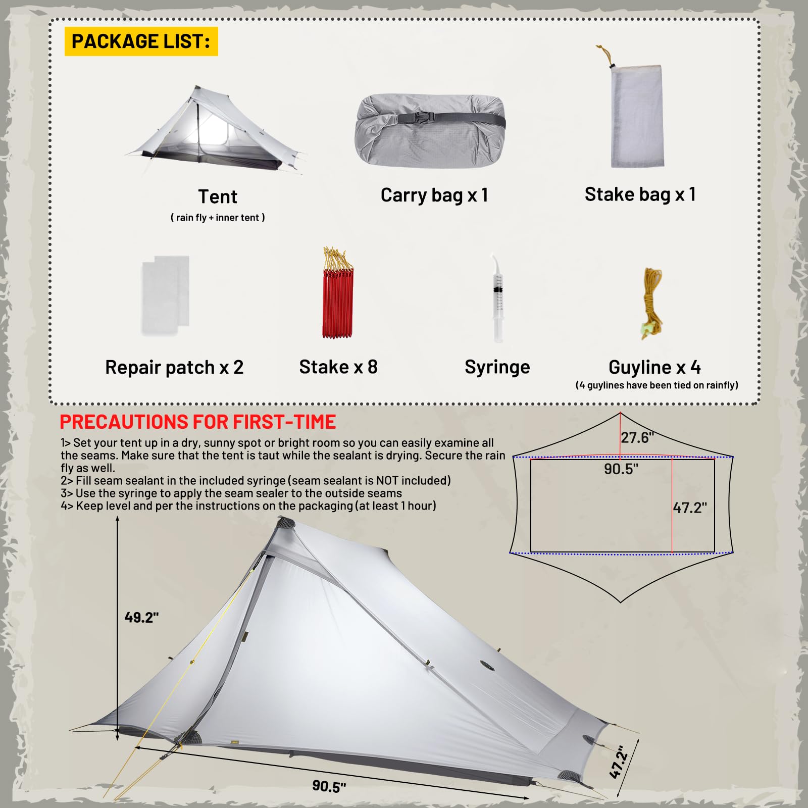 Foto 6 | Tienda De Campaña De Senderismo Lanshan 2 Pro Ultraligera Para 2 Personas, Gris - Venta Internacional.