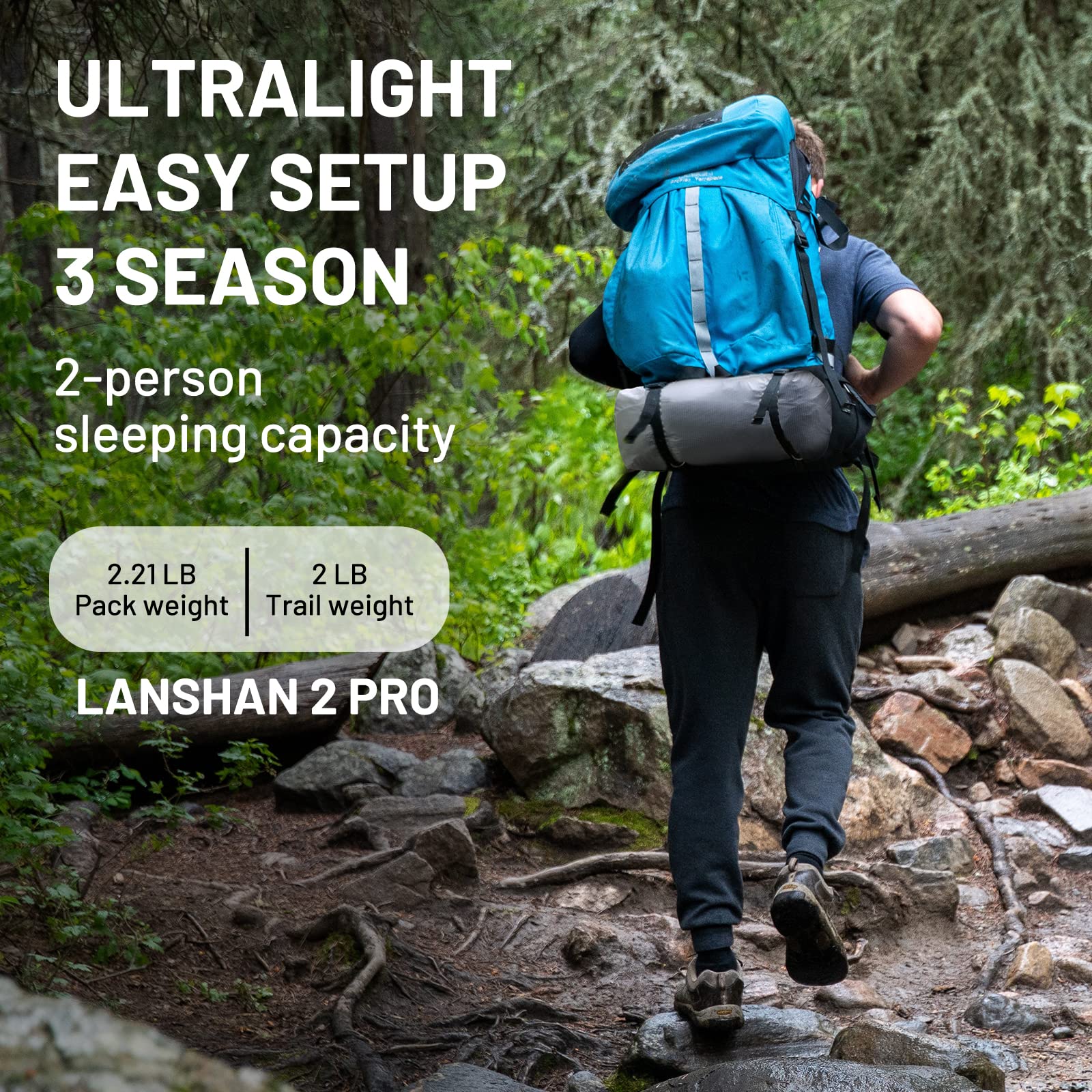 Foto 7 | Tienda De Campaña De Senderismo Lanshan 2 Pro Ultraligera Para 2 Personas, Gris - Venta Internacional.