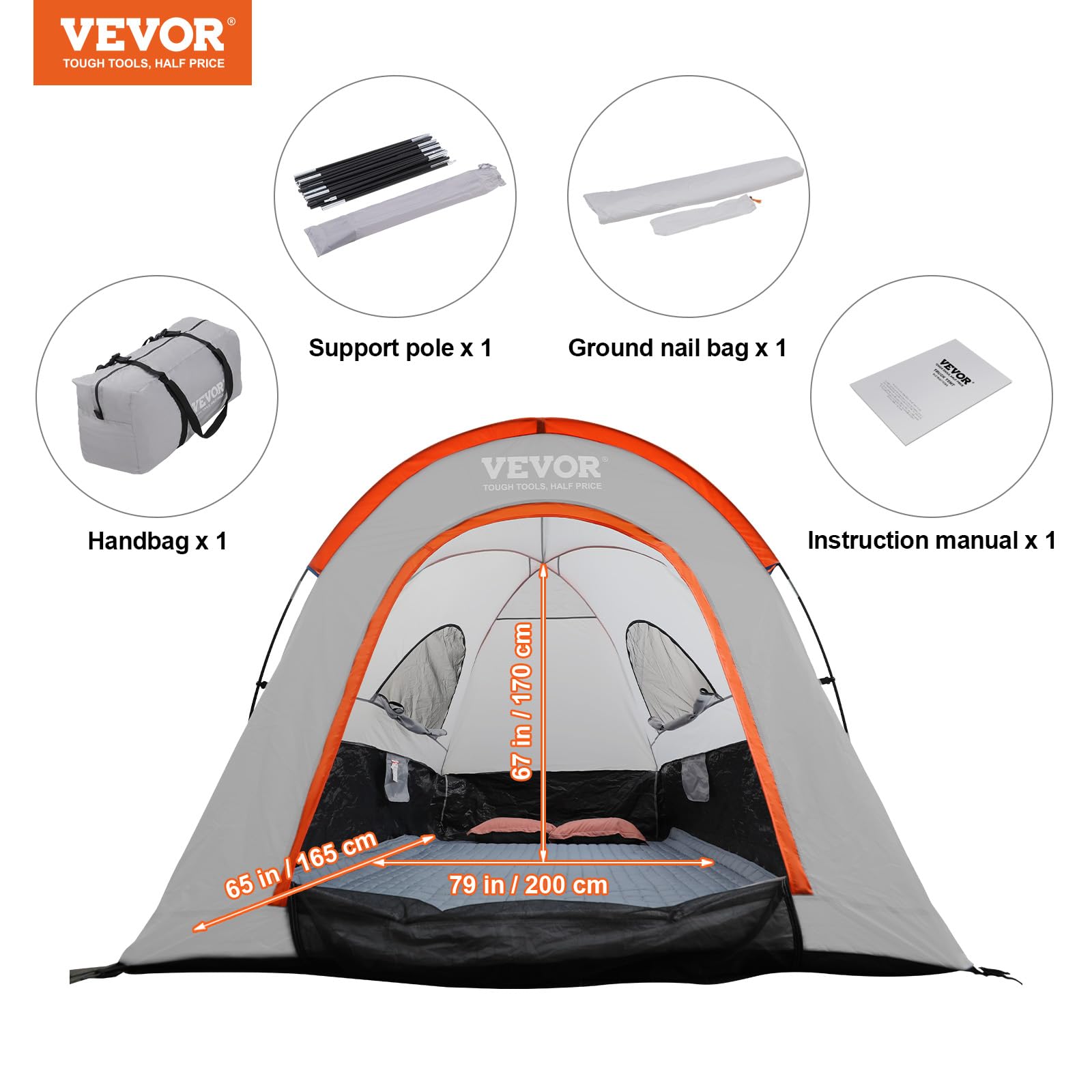Foto 8 pulgar | Carpa Tipo Camión Vevor Impermeable Pu2000 Mm Para 2 A 3 Personas - Venta Internacional.