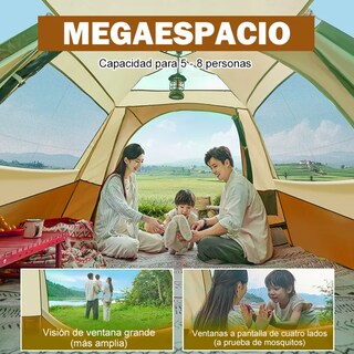 Foto 3 | Tienda De Campaña Grande Para Acampar 4-8 Personas Eo Safe Imports Esi-18741 Caqui