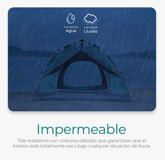 Foto 5 | Casa De Campaña 3-4 Personas Impermeable Portátil 2 Entradas