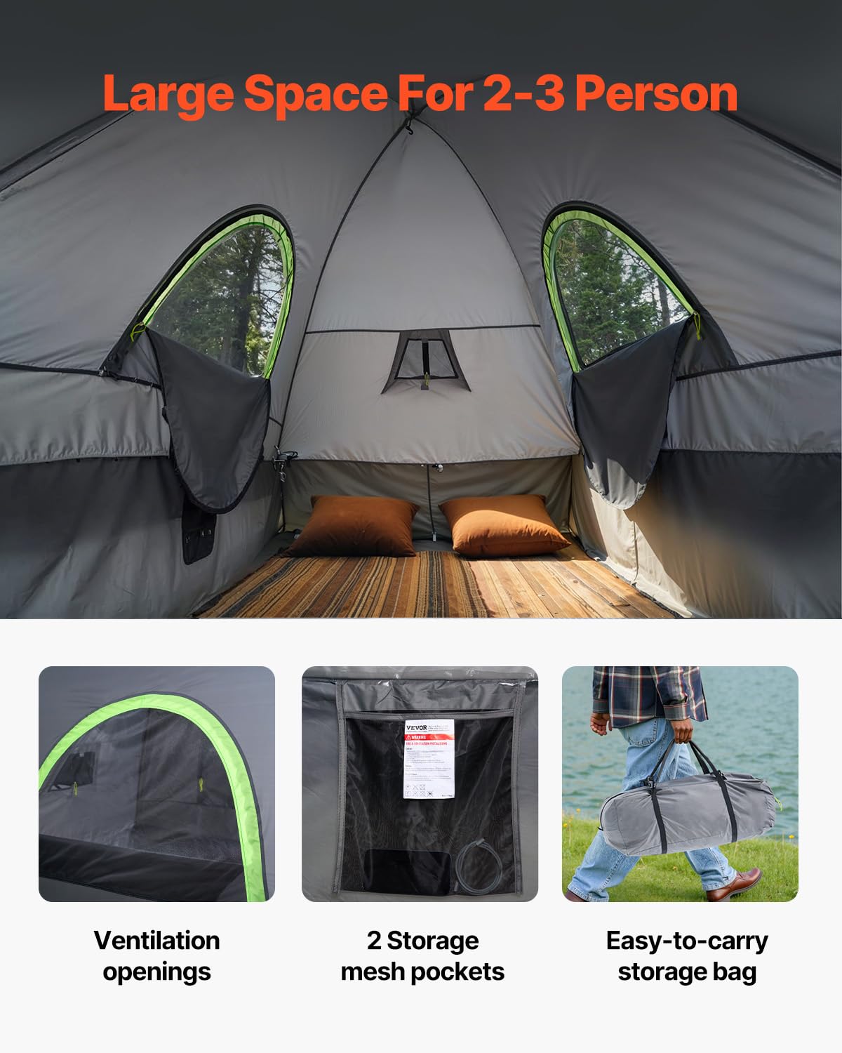Foto 7 pulgar | Tienda De Campaña Vevor Para Acampar Impermeable Para 2 A 3 Personas Con Toldo - Venta Internacional.