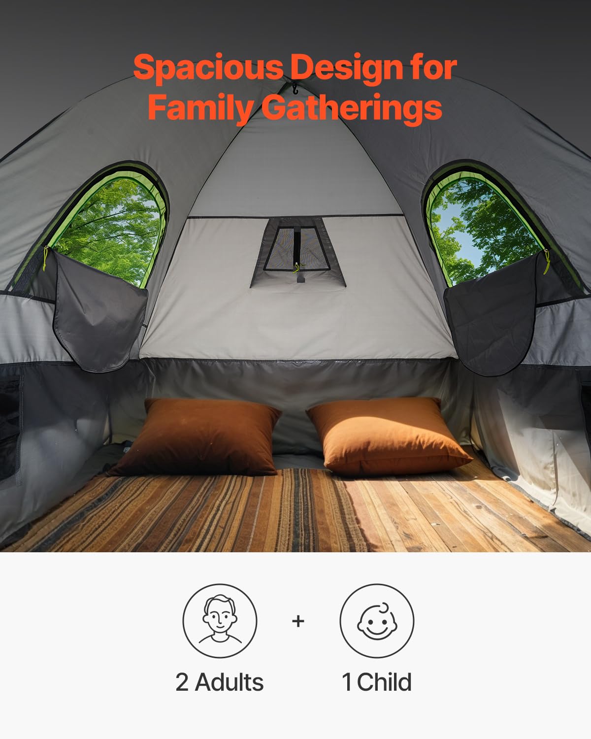 Foto 2 | Tienda De Campaña Vevor Para Acampada Impermeable Para 2 A 3 Personas, 160 X 160 X 215 Cm - Venta Internacional.