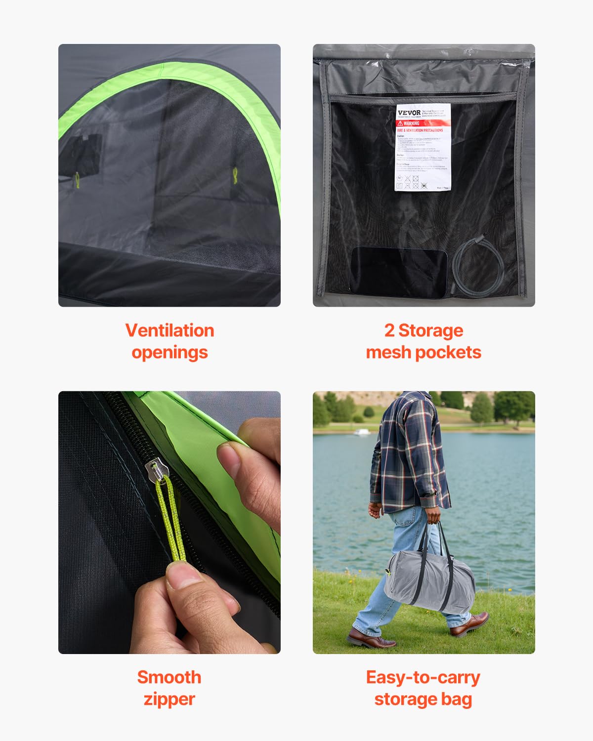 Foto 7 pulgar | Tienda De Campaña Vevor Para Acampada Impermeable Para 2 A 3 Personas, 160 X 160 X 215 Cm - Venta Internacional.