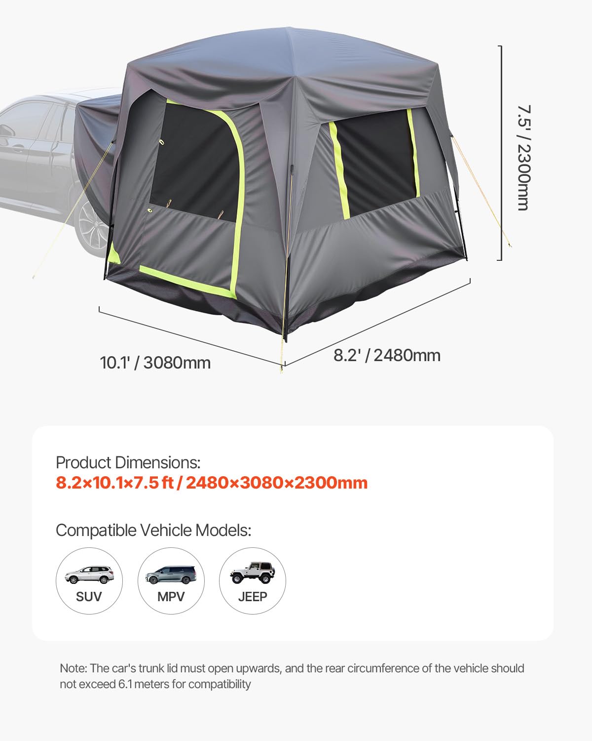 Foto 8 pulgar | Carpa Suv Vevor Impermeable Para 5 A 8 Personas Para Acampar, 300 X 250 X 230 - Venta Internacional.