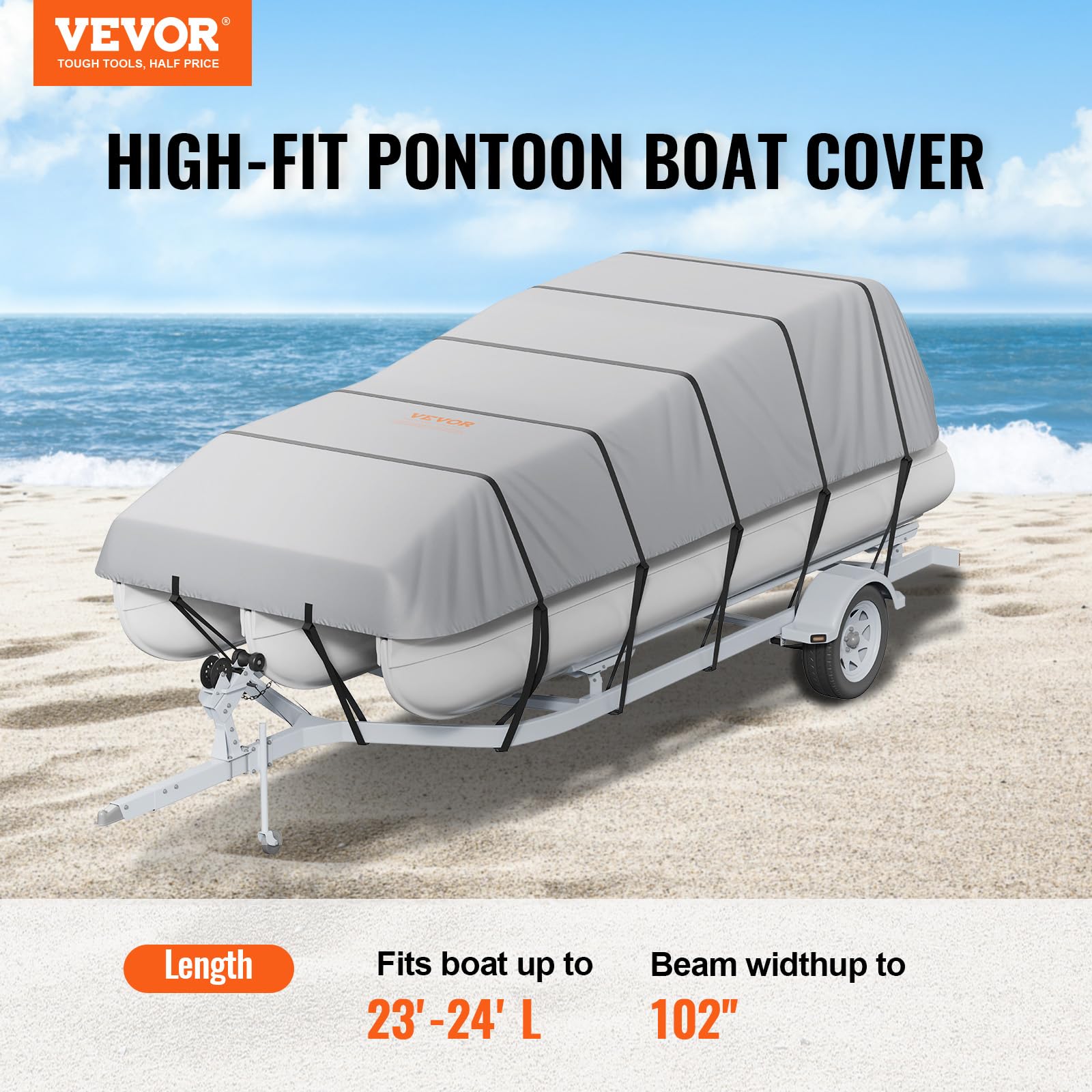 Foto 2 | Funda Para Pontón Vevor 800d, Resistente, De 23 A 24 Pies, Remolcable - Venta Internacional.
