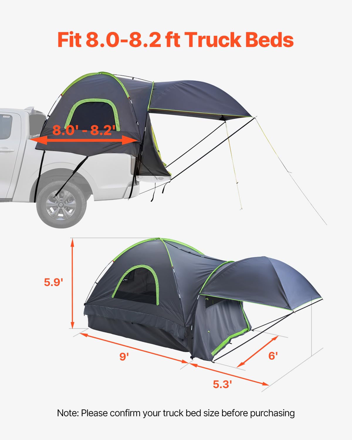 Foto 4 pulgar | Carpa Vevor Pickup Impermeable Pu2000 Para Acampar Para 2-3 Personas - Venta Internacional.