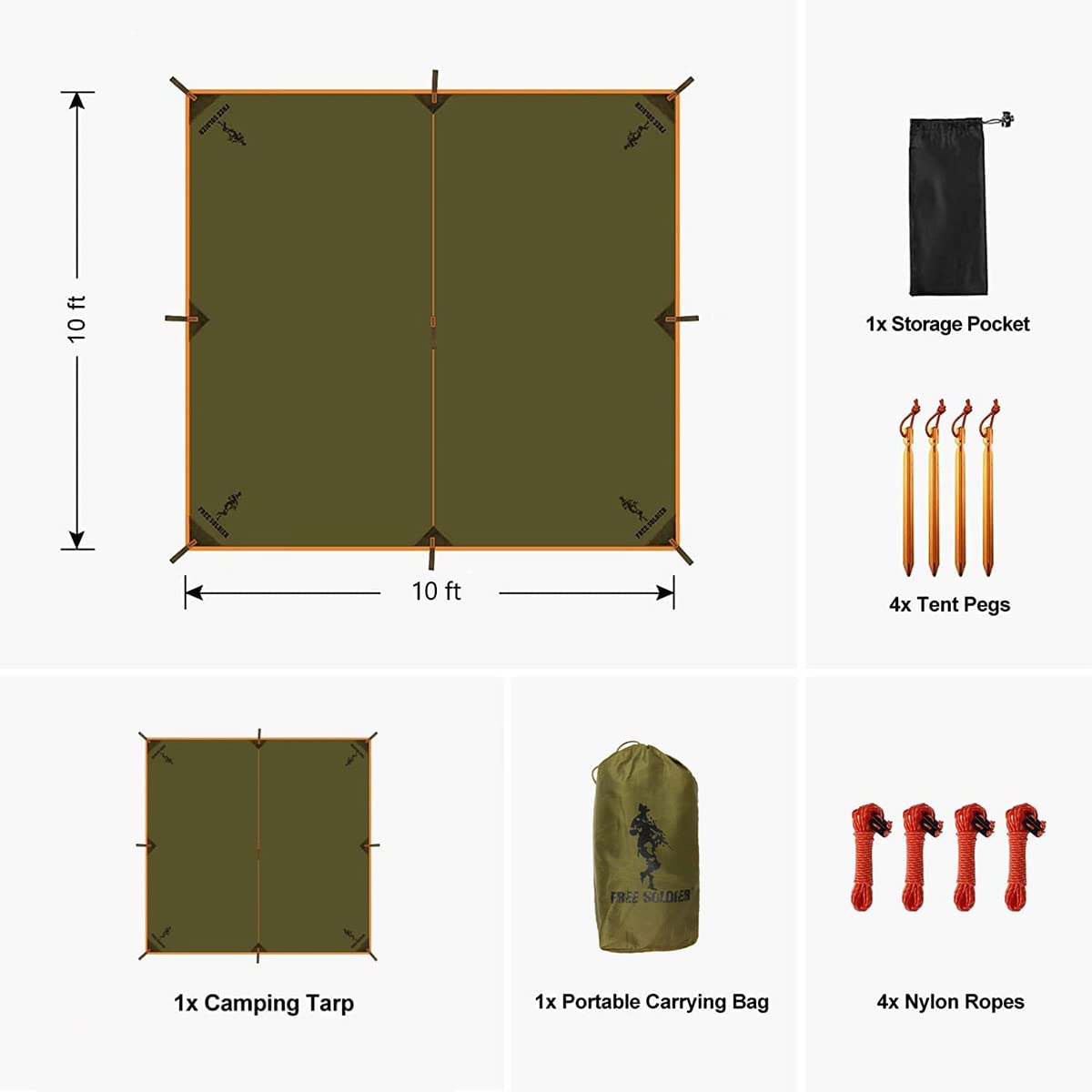 Foto 3 pulgar | Lona Free Soldier, Impermeable, Portátil, De 3 X 3,2 M, Para Acampar - Venta Internacional.