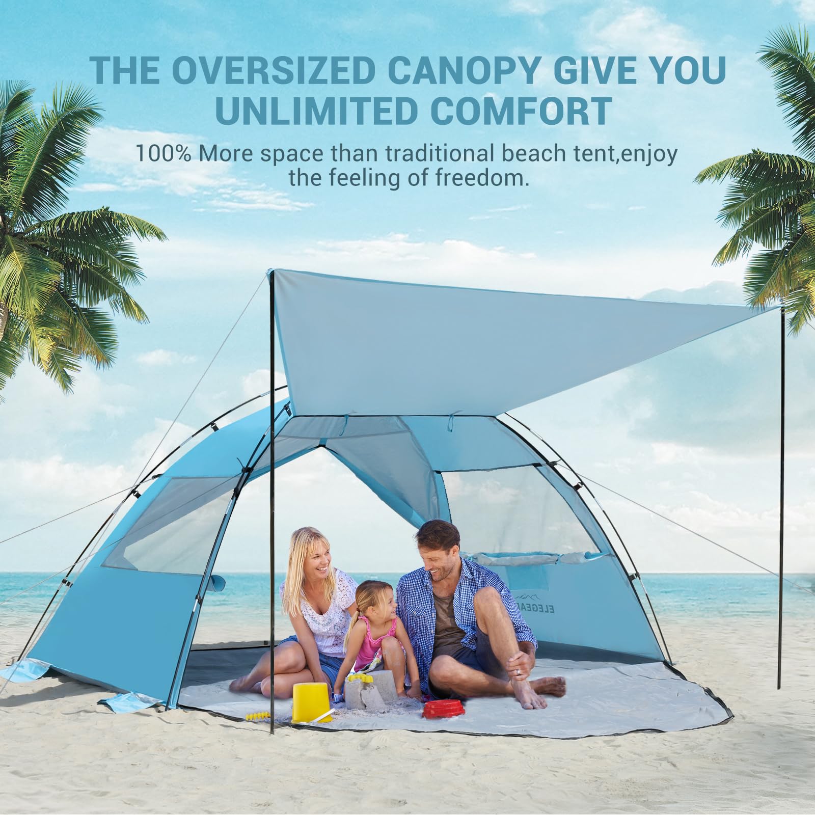Foto 3 pulgar | Carpa De Playa Elegear, Refugio Solar Con Toldo Para 4-5 Personas Upf 50+ - Venta Internacional.
