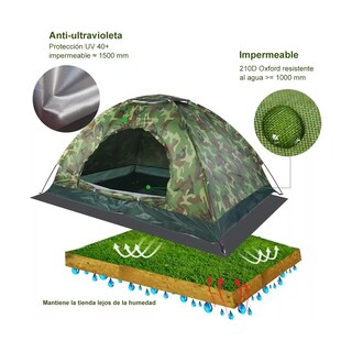 Foto 5 | Tiendas Casa Campaña 3 Personas Camuflaje Lab.g Verde