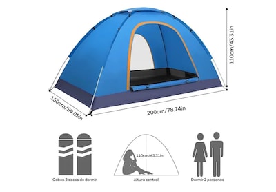Foto 3 | Título Nuevo Optimizado: ''xtellar - Casa De Campaña Lawuto De Lujo Para 3 Personas En Polyester Azul Suave''