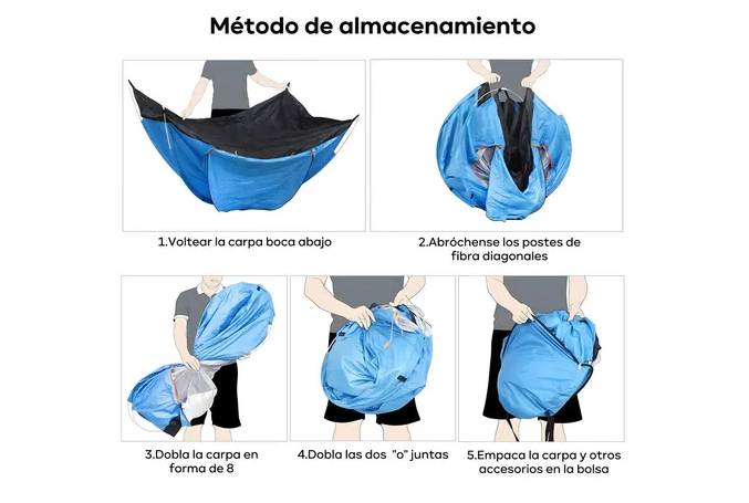 Foto 6 pulgar | Título Nuevo Optimizado: ''xtellar - Casa De Campaña Lawuto De Lujo Para 3 Personas En Polyester Azul Suave''