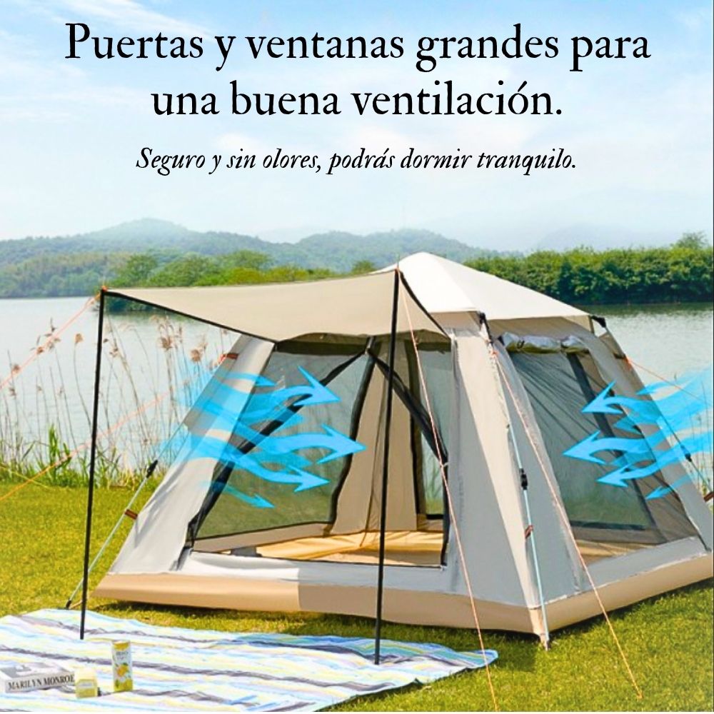 Foto 5 pulgar | Tienda Grande Campaña 3-5 Personas Portátil Cámping Acampar Blanco