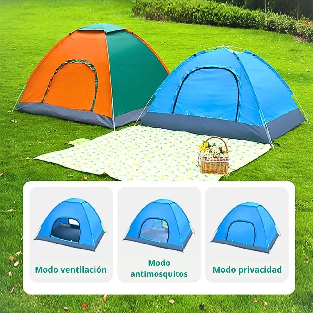 Foto 6 pulgar | Casa De Campaña 1-2 Personas Impermeable Portátil 2 Entradas Azul