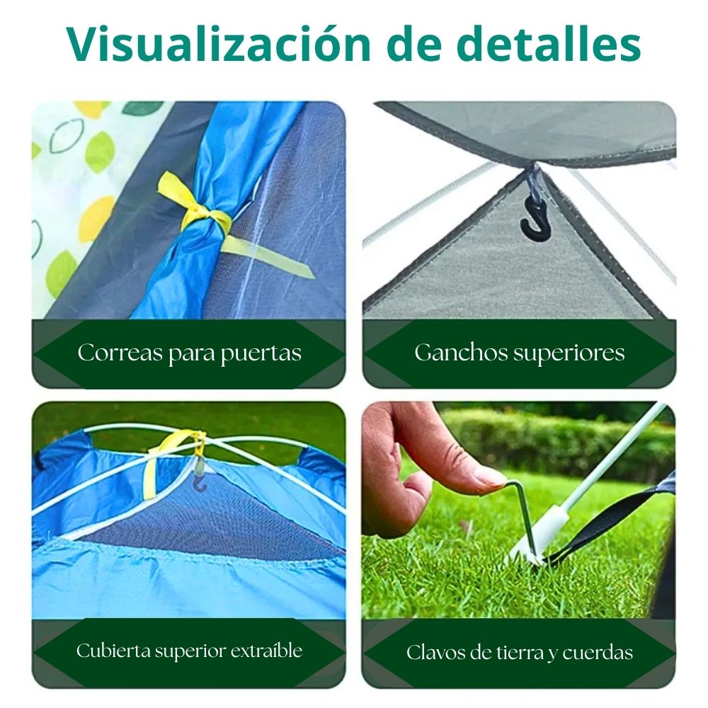 Foto 7 pulgar | Casa De Campaña 1-2 Personas Impermeable Portátil 2 Entradas Azul