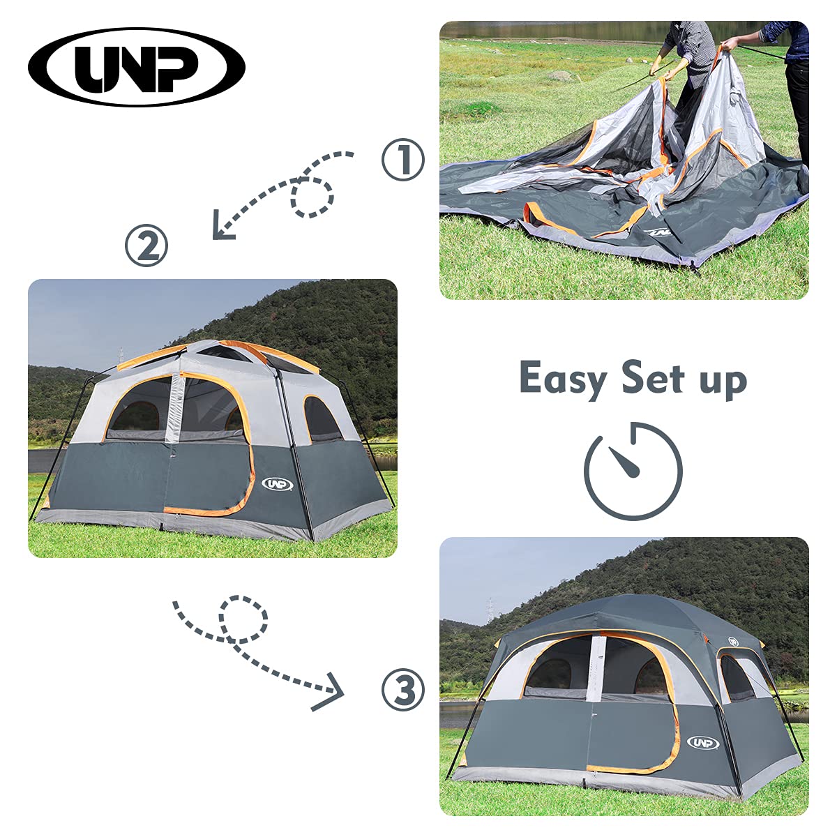 Foto 5 pulgar | Tienda De Campaña Unp Para 6 Personas  Impermeable  Resistente Al Viento  Fácil De Instalar  Doble L - Venta Intern