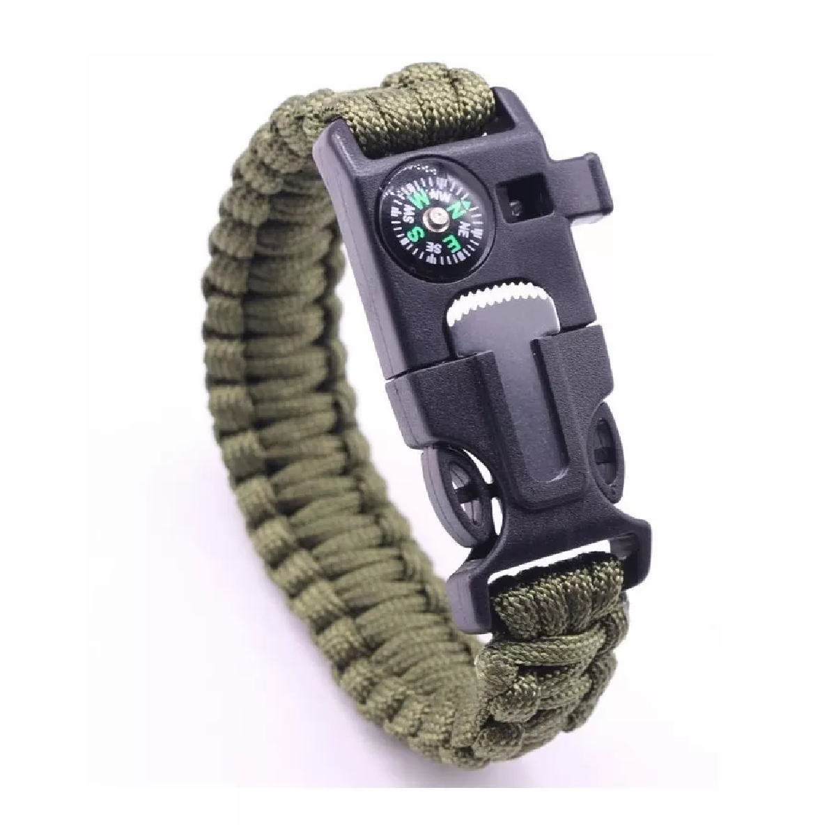 Foto 2 pulgar | Pulsera Tactica Supervivencia Pedernal Paracord Verde Militar