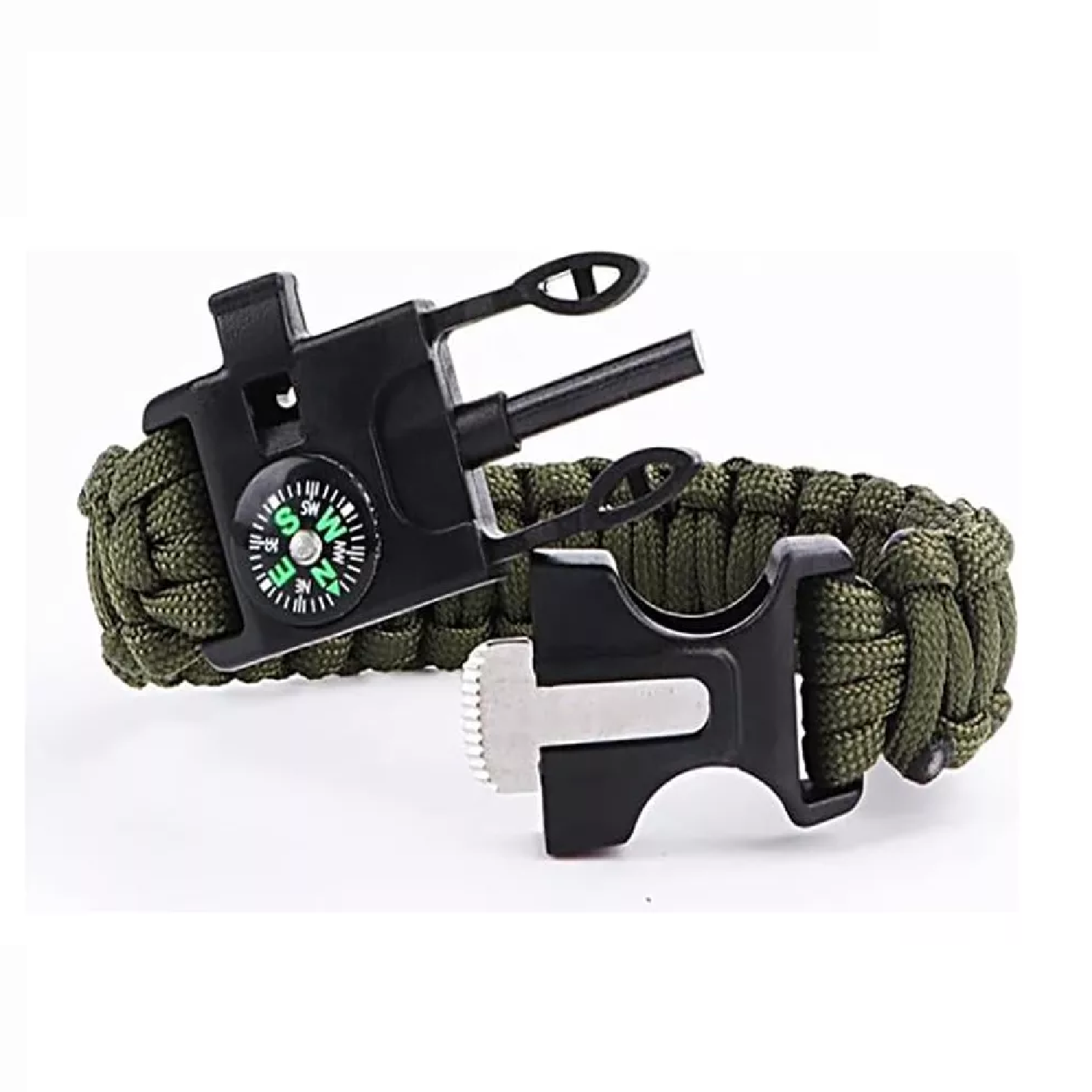 Foto 5 pulgar | Pulsera Tactica Supervivencia Pedernal Paracord Verde Militar