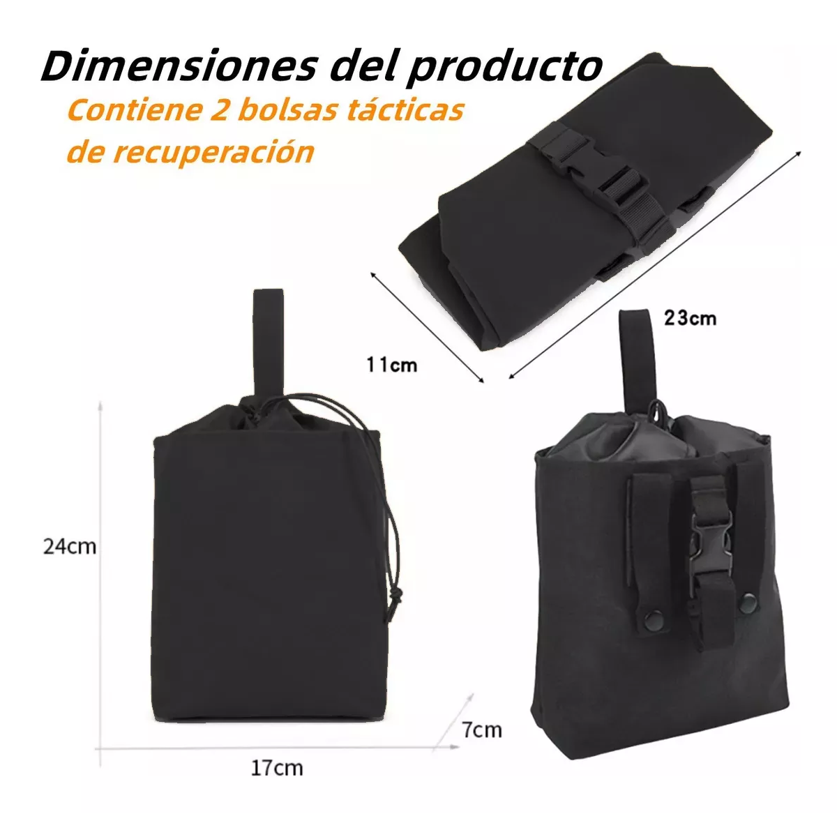 Foto 3 pulgar | 2pc Bolsa Militar Bolsa Recuperadora Tactica Camping Eo Safe Imports Esi-16861 Negro
