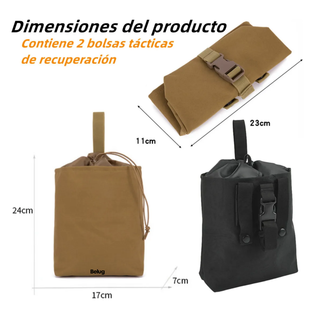 Foto 6 pulgar | 2pc Bolsa Táctica Militar De  Camping Belug  Negro Y Caqui
