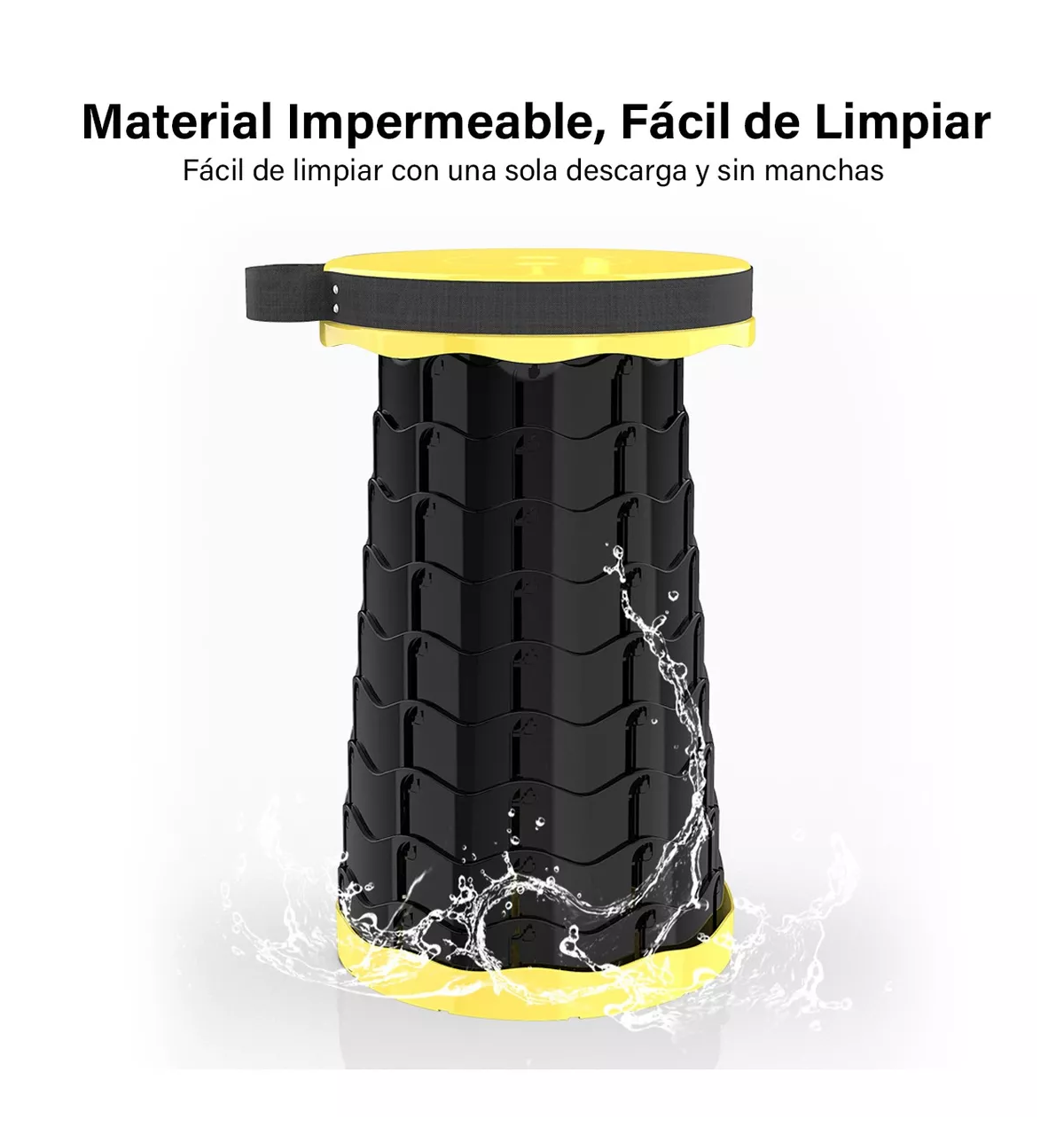 Foto 4 pulgar | Banco Retráctil BELUG color Negro con Amarillo Taburete Plegable Portátil