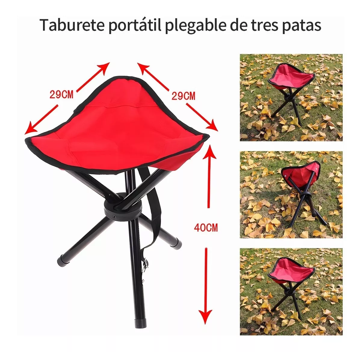 Foto 5 pulgar | Banco BELUG Portátil Plegable Rojo para Camping