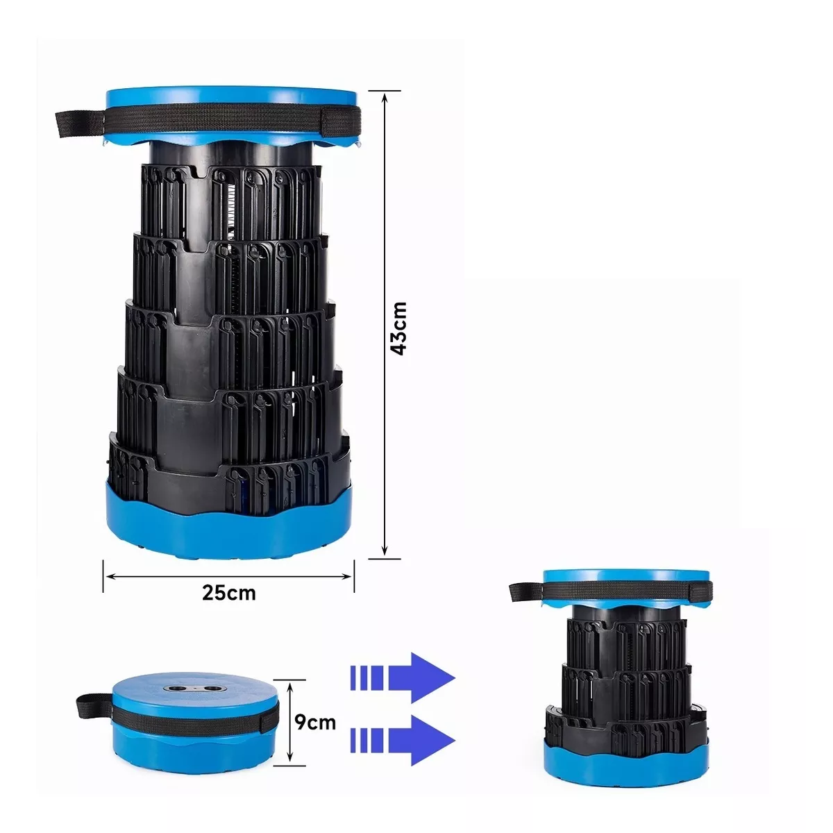 Foto 3 | Banco Retráctil Taburete Plegable Portátil Correa Eo Safe Imports Esi-10475 Azul