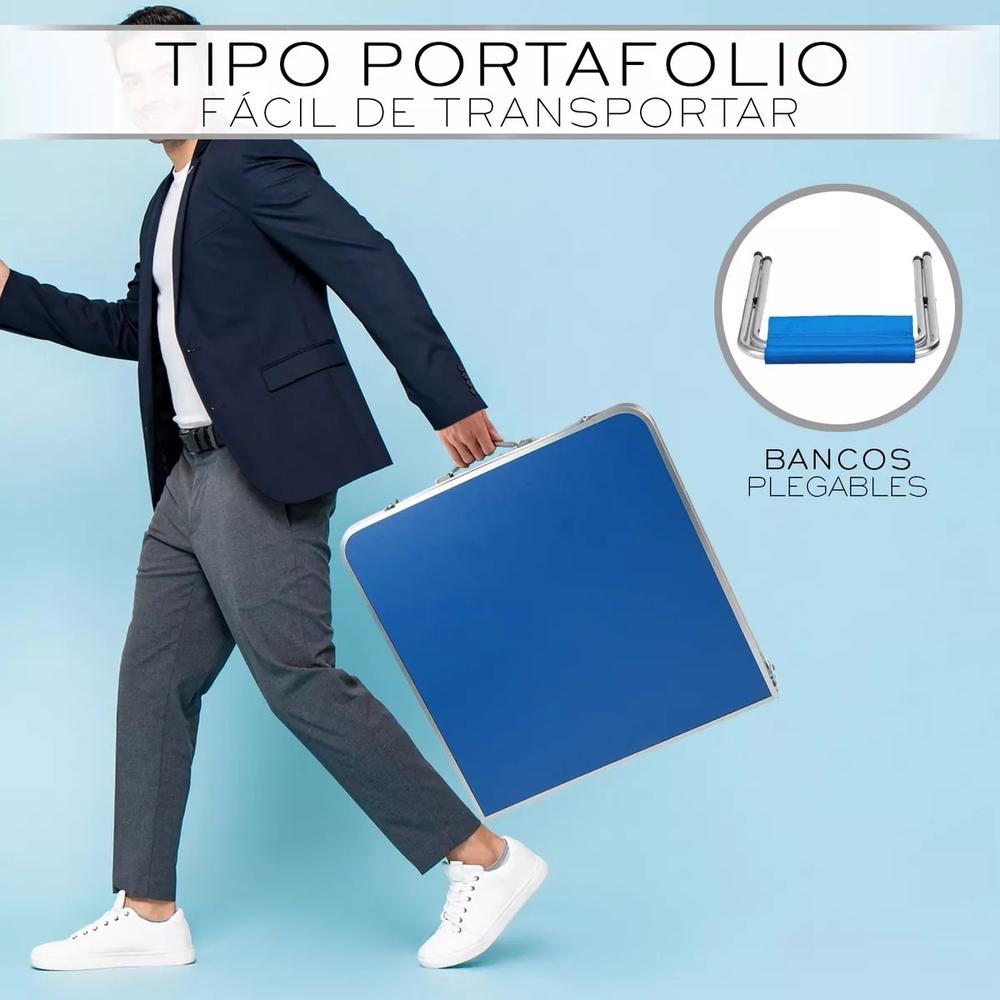 Foto 6 | Mesa Plegable Tipo Portafolio 1.20 M Con 4 Sillas Portátiles