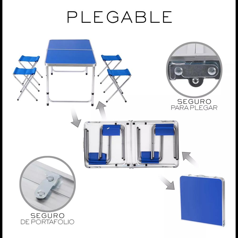 Foto 9 pulgar | Mesa Plegable Tipo Portafolio 1.20 M Con 4 Sillas Portátiles