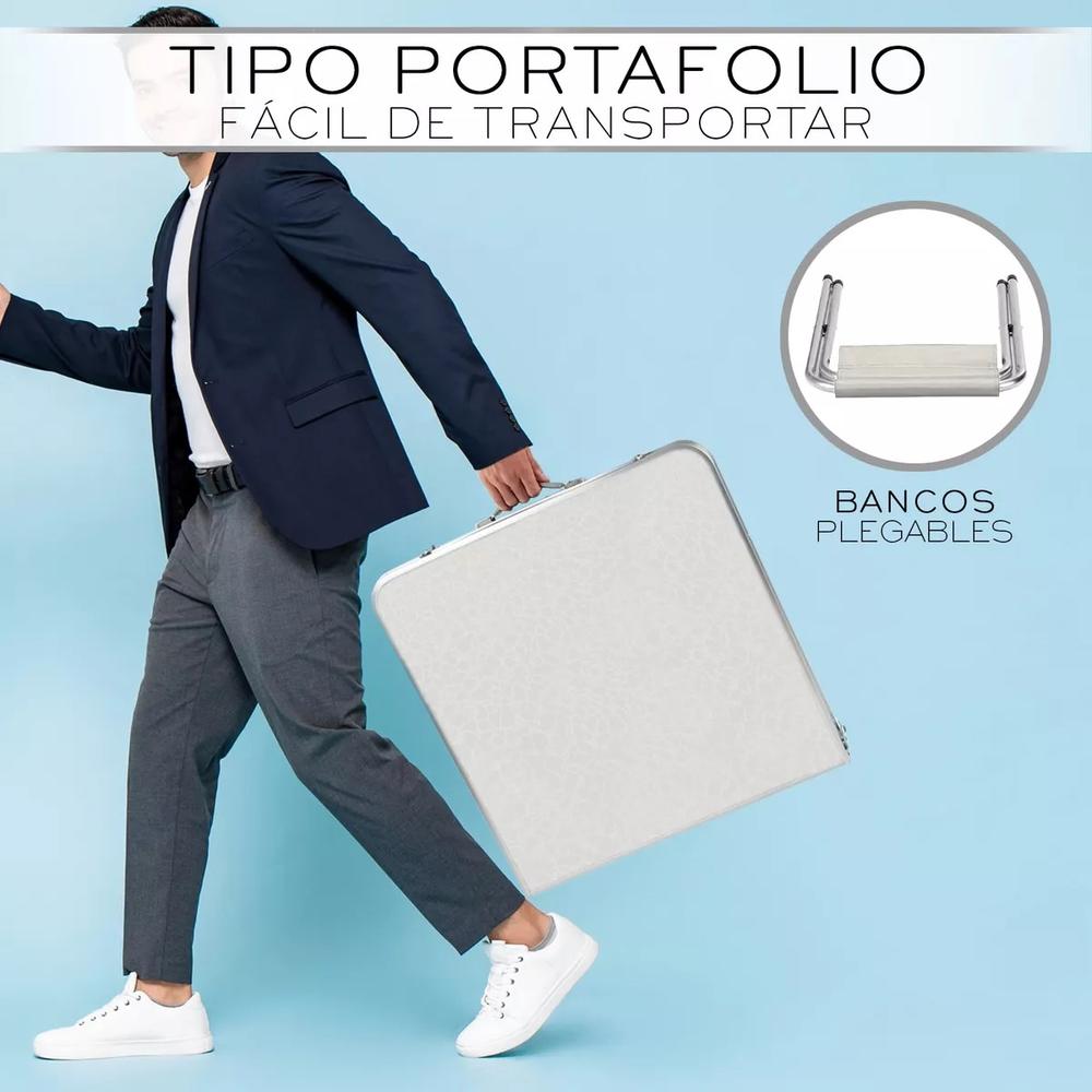Foto 8 | Mesa Plegable Tipo Portafolio 1.20 M Con 4 Sillas Portátiles