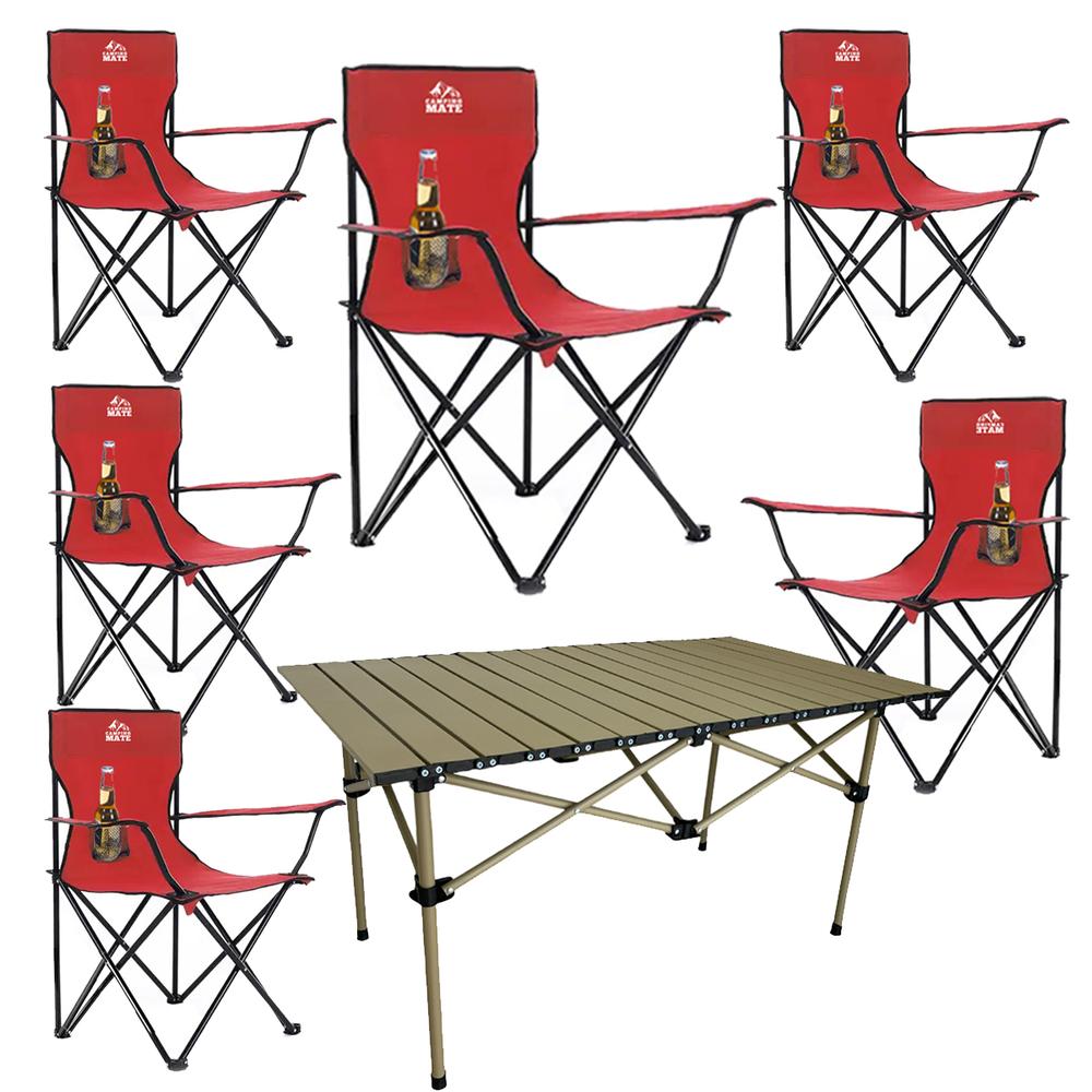 Foto 1 | 6 Sillas Plegables De Camping Y Playa Para Exterior Con Mesa