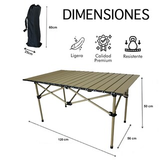 Foto 2 | 4 Sillas Plegables De Camping Y Playa De Exterior Mesa 120cm