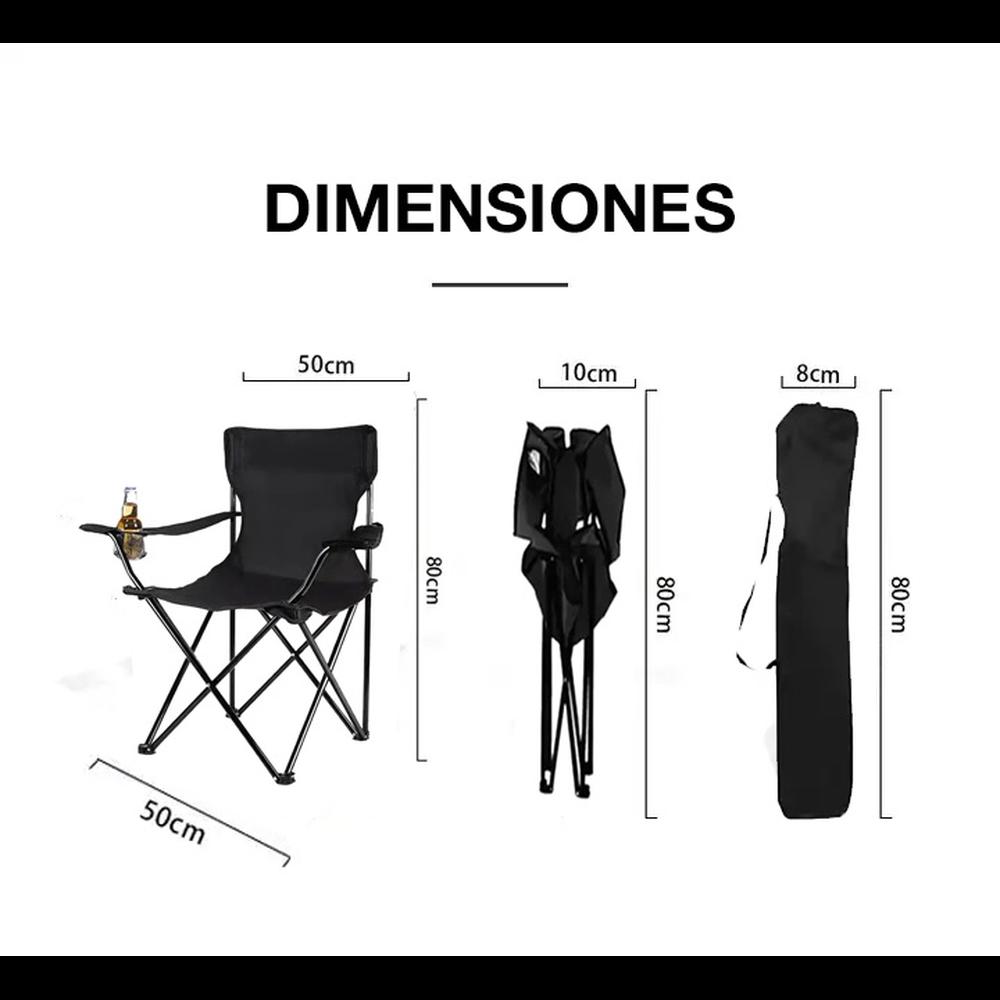 Foto 9 pulgar | 4 Sillas Plegables De Camping Y Playa De Exterior Mesa 120cm