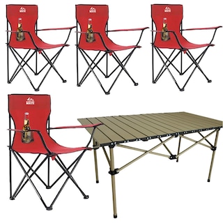 Foto 1 | 4 Sillas Plegables De Camping Y Playa De Exterior Mesa 120cm