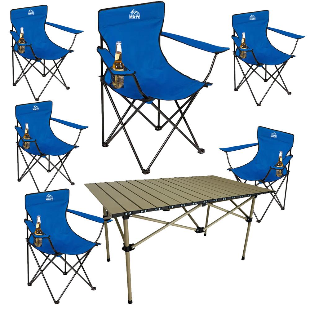 Foto 2 pulgar | 6 Sillas Plegables De Camping Y Playa Para Exterior Con Mesa