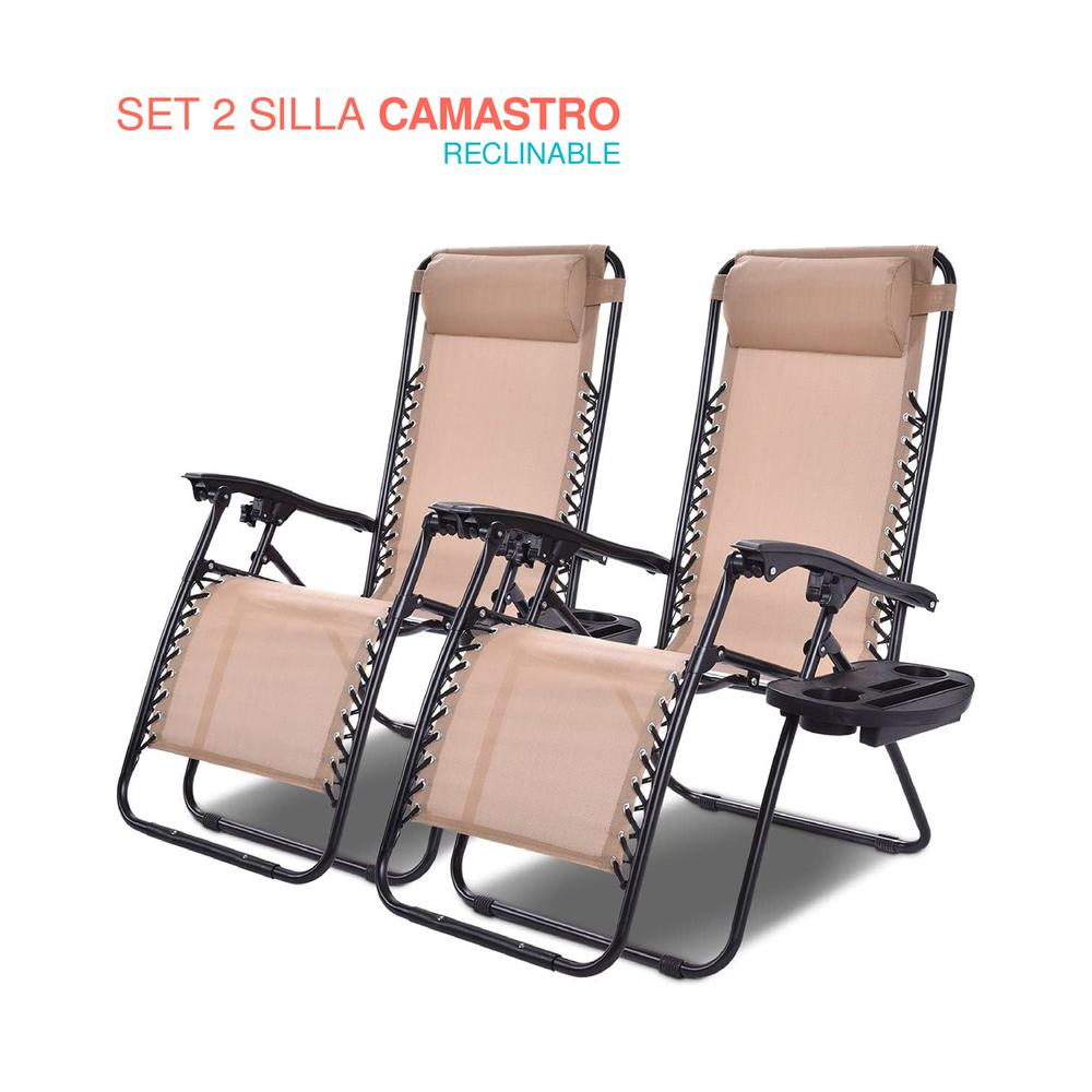 Foto 2 pulgar | Set De 2 Sillas Tipo Camastro Plegable Tecnologia Gravedad Cero Reclinable