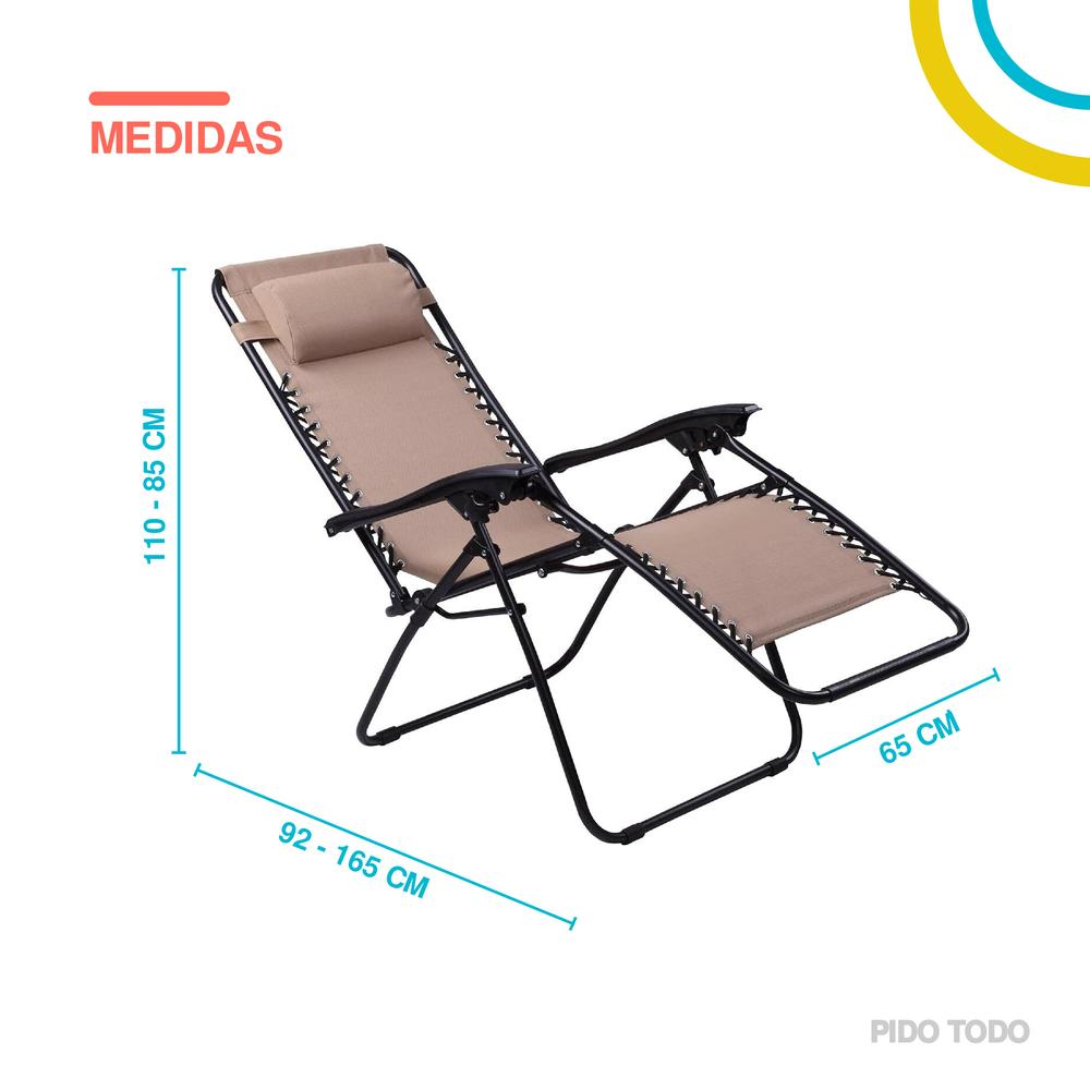 Foto 3 pulgar | Set De 2 Sillas Tipo Camastro Plegable Tecnologia Gravedad Cero Reclinable