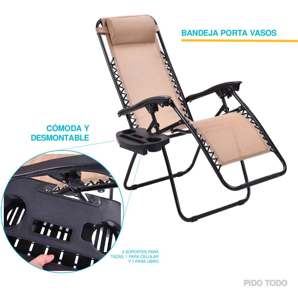 Foto 6 pulgar | Set De 2 Sillas Tipo Camastro Plegable Tecnologia Gravedad Cero Reclinable