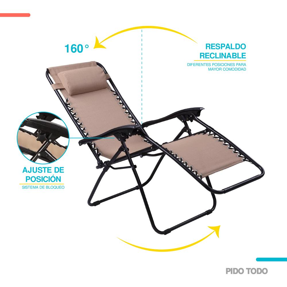Foto 7 pulgar | Set De 2 Sillas Tipo Camastro Plegable Tecnologia Gravedad Cero Reclinable
