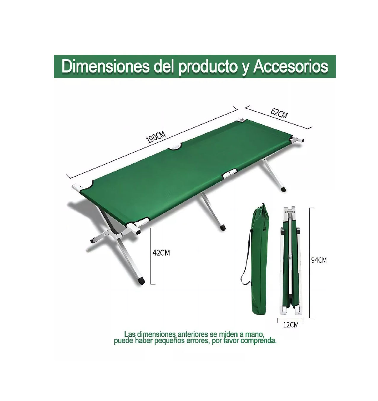Foto 2 | Camastro Plegable Portatil para Camping color Verde