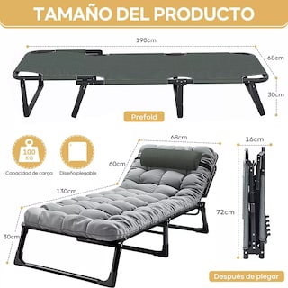 Foto 2 | Cama Portátil Plegable de Reforzado con Colchón Desmontable Eo Safe Imports Esi-12780 Gris
