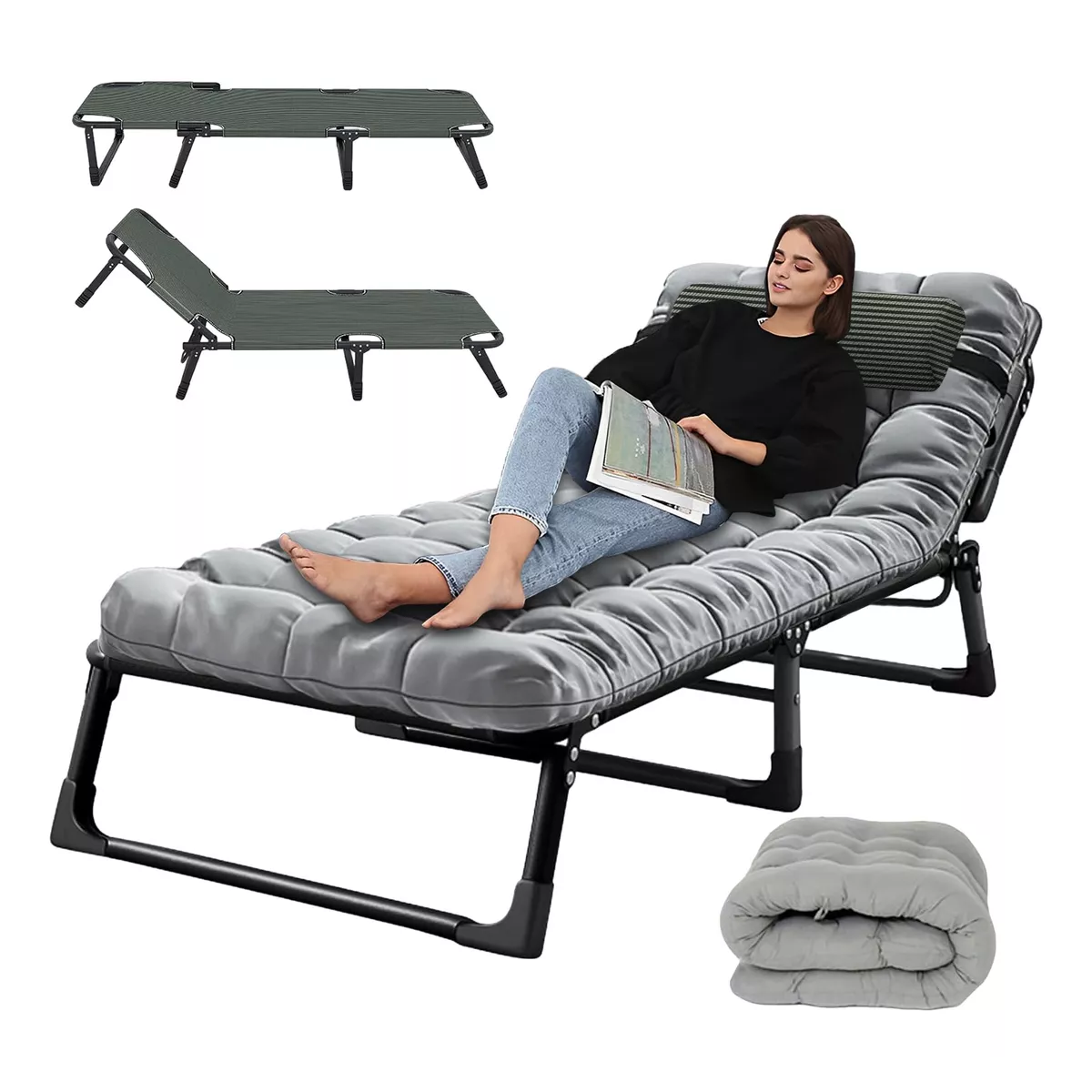 Foto 4 pulgar | Cama Portátil Plegable de Reforzado con Colchón Desmontable Eo Safe Imports Esi-12780 Gris