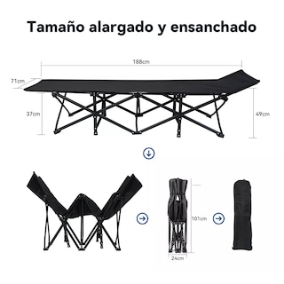 Foto 2 | Cama Portátil Plegable para Acampar con Colchón Eo Safe Imports Esi-12777 Negro
